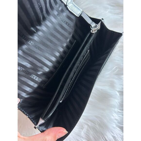 VICTORIA'S SECRET Shimmering Silver Logo BLING MINI CROSSBODY BAG y2k clutch cro - Picture 3 of 11